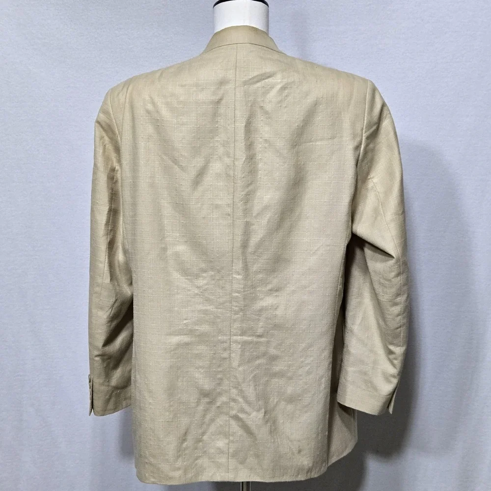Ralph Lauren Blazer Mens 44‎ Long Beige Linen Silk Blend Black Label Sport Coat